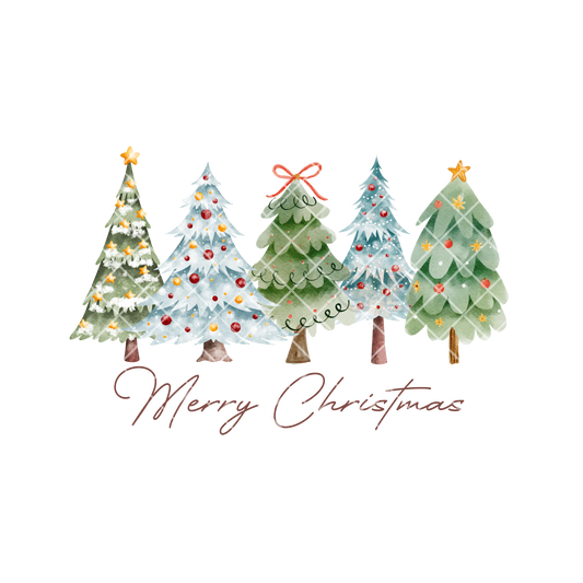 Merry Christmas Line Of Trees PNG