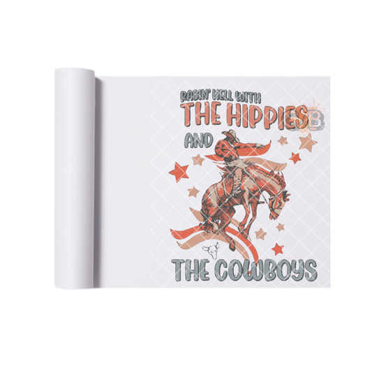 Raising Hell With The Hippies Western DTF Transfer