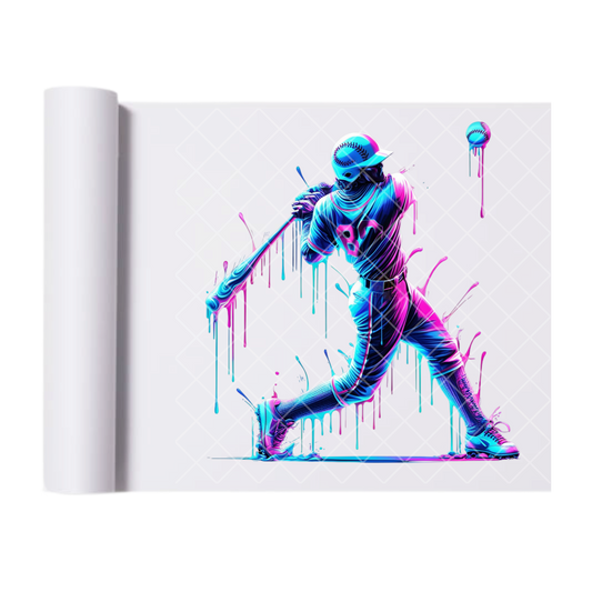 Pink Blue Drip Homerun - Direct Print Film Transfer for T-Shirts, Cotton, Polyester & Blends - High-Quality Print
