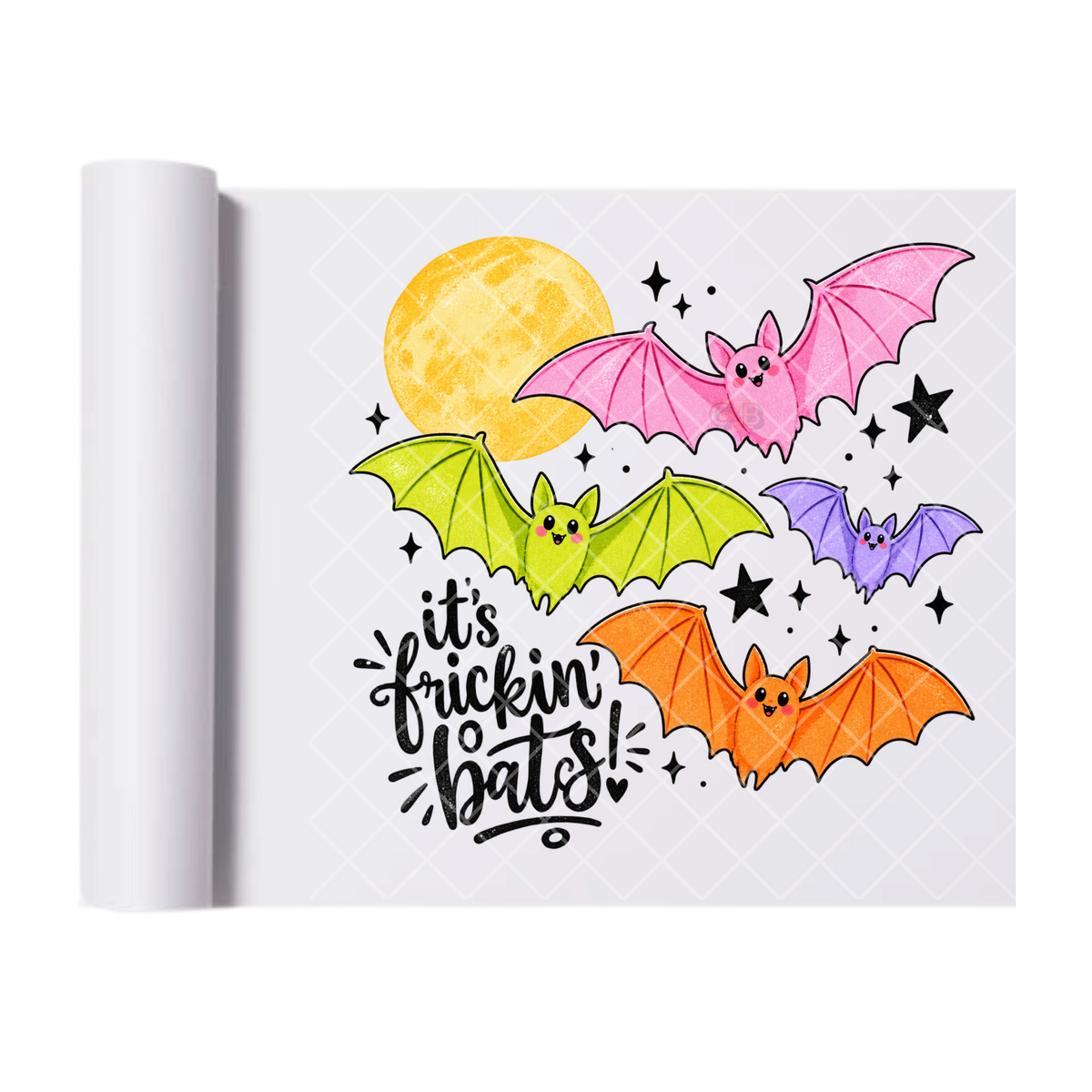 It's Freakin' Bats Colorful Halloween - Ready To Press Print Transfer for Apparel, Cotton, Polyester & Blends - High-Quality Print- Commercial Grade