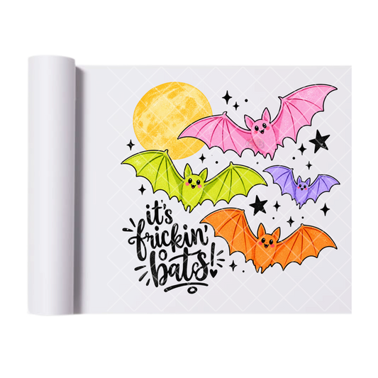 It's Freakin' Bats Colorful Halloween - Ready To Press Print Transfer for Apparel, Cotton, Polyester & Blends - High-Quality Print- Commercial Grade