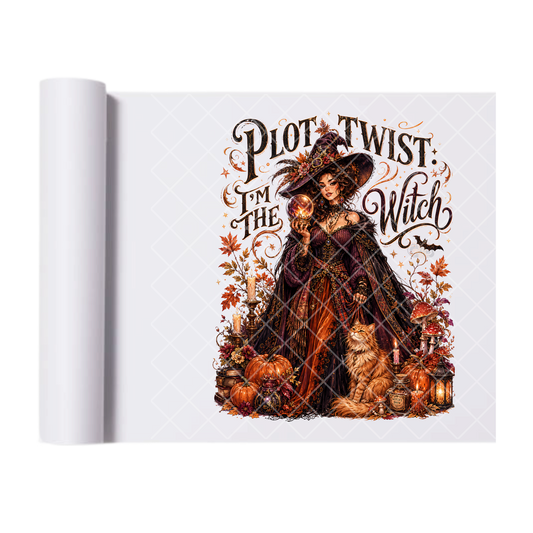 Plot Twist I'm That Witch Babe - Ready To Press Print Transfer for Apparel, Cotton, Polyester & Blends - High-Quality Print- Commercial Grade