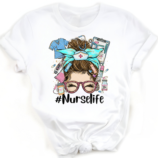 Messy Bun Nurse Life - Premium Graphic T-Shirt for Casual Wear