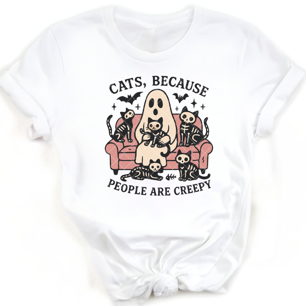 Cats because people are creepy - Premium Graphic T-Shirt for Casual Wear