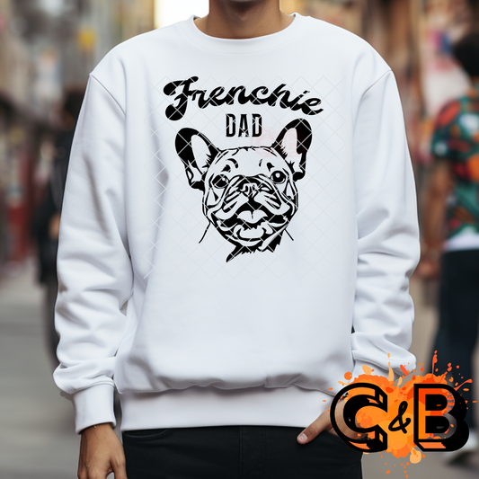 Frenchie dad black stencil T-Shirt