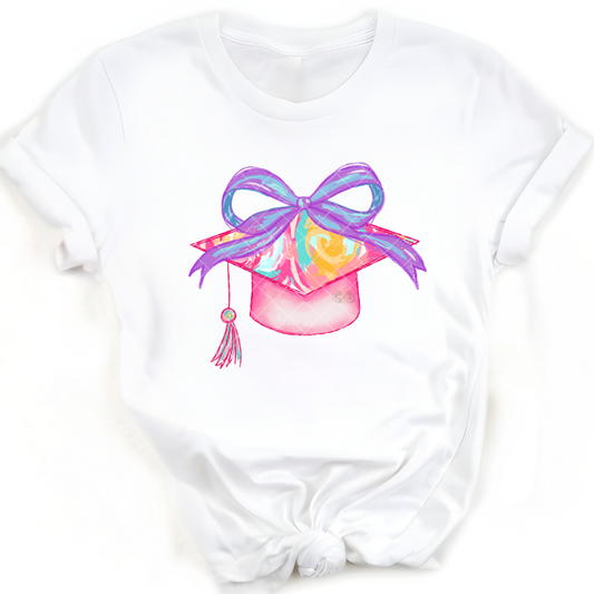 Graduation Pink Purple Ribbon - Premium Graphic Trendy T-Shirt for Casual Wear