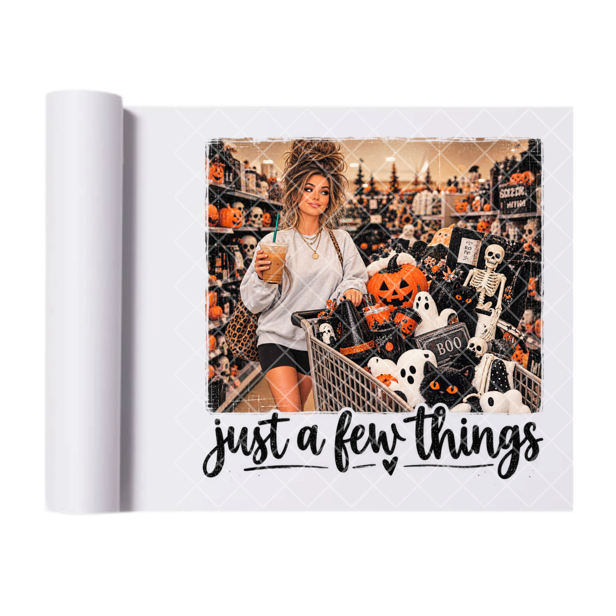 Just A Few Things Fall Shopping - Ready To Press Print Transfer for Apparel, Cotton, Polyester & Blends - High-Quality Print- Commercial Grade