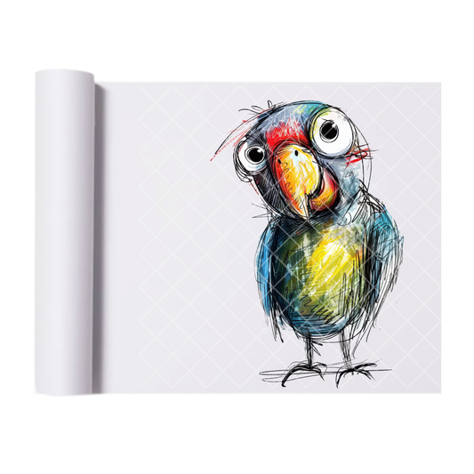 Bird Sketch Art Painting - Direct Print Film Transfer for Trendy T-Shirts, Cotton, Polyester & Blends - High-Quality Print