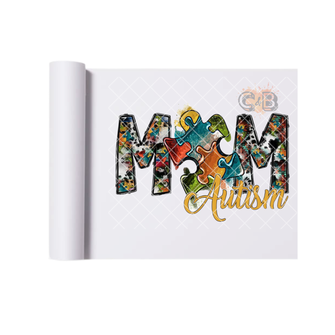 MOM Puzzle Print Autism Awareness DTF Transfer