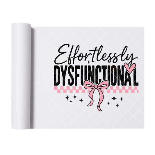 Effortlessly Dysfunctional Pink Bow - Direct Print Film Transfer for Trendy T-Shirts, Cotton, Polyester & Blends - High-Quality Print