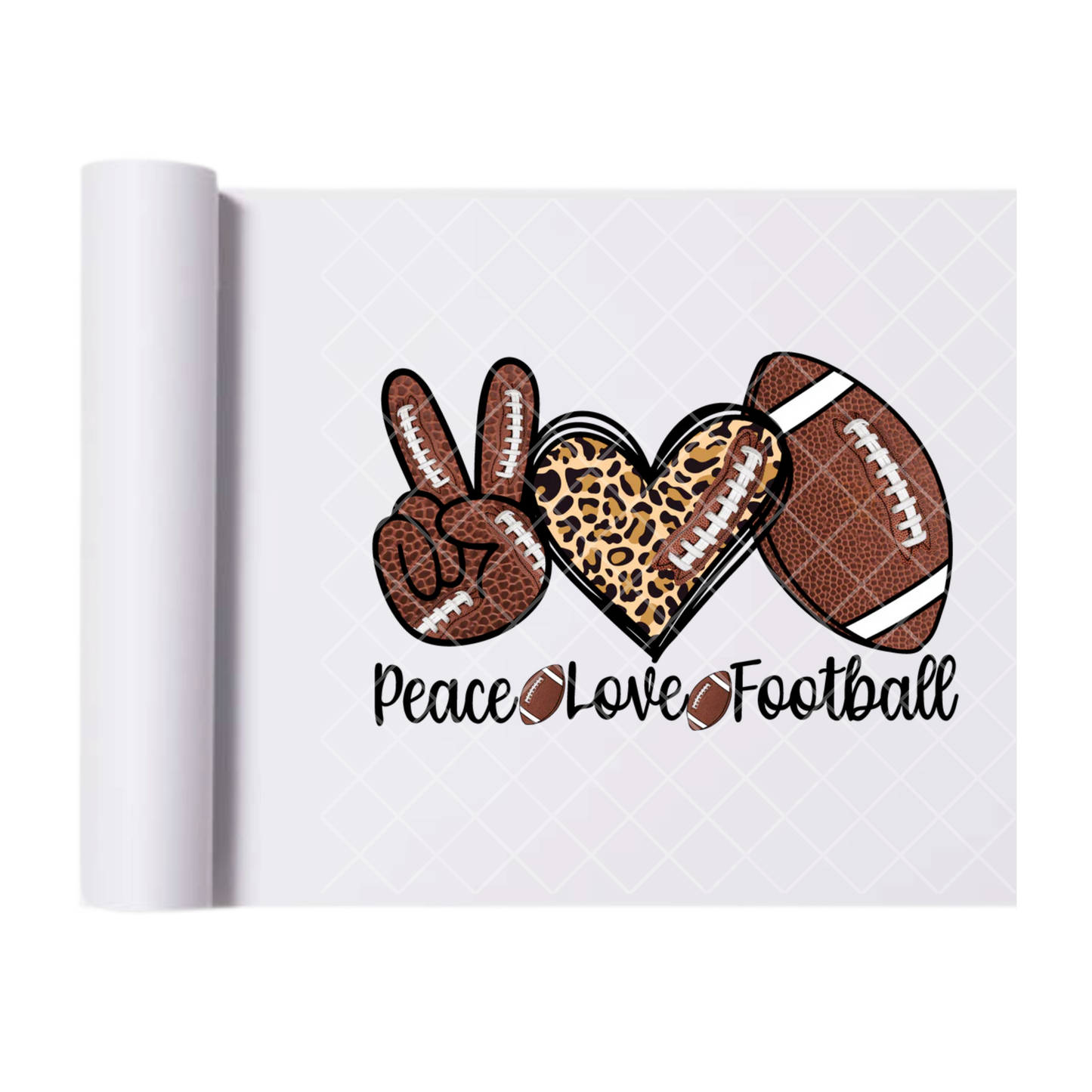 Peace Love Football - Direct Print Film Transfer for T-Shirts, Cotton, Polyester & Blends - High-Quality Print