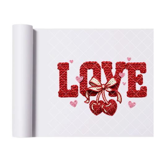 Love Cherry Hearts - Direct Transfer Print, Ready To Press For T-Shirts, Cotton, Polyester & Blends - Tshirt Business Quality