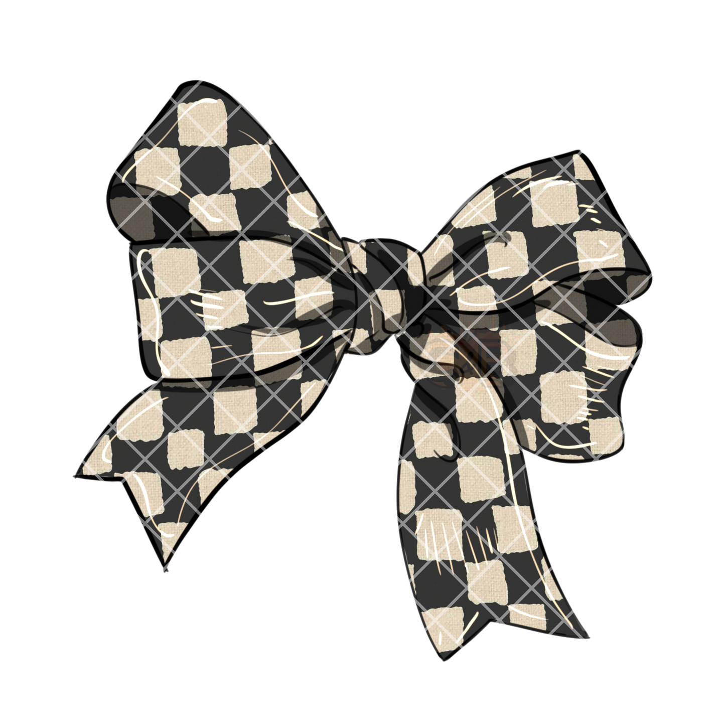 Checkered Christmas Bow DTF Transfer