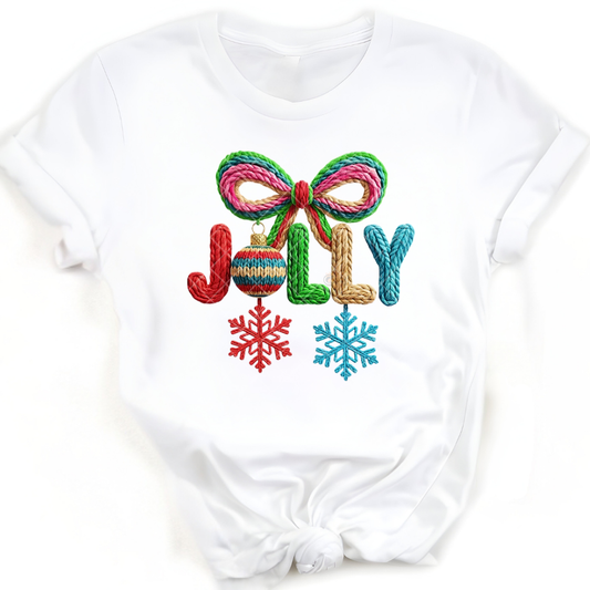 Jolly Snow Flakes Faux Yarn - Premium Graphic T-Shirt for Casual Wear