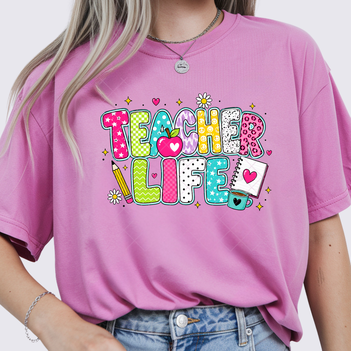 Teacher Life Multi Colors - Premium Graphic T-Shirt for Casual Wear