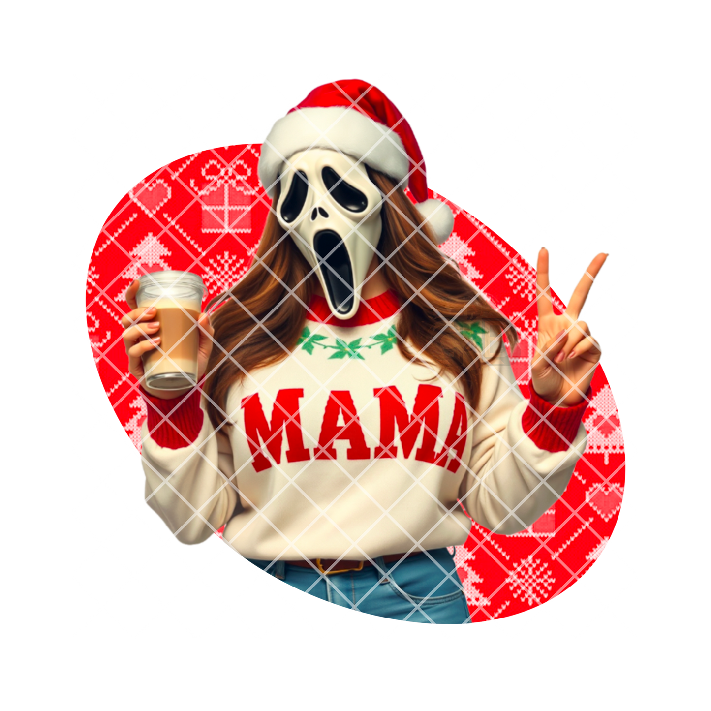 Ghostface christmas mama red film t shirt transfer