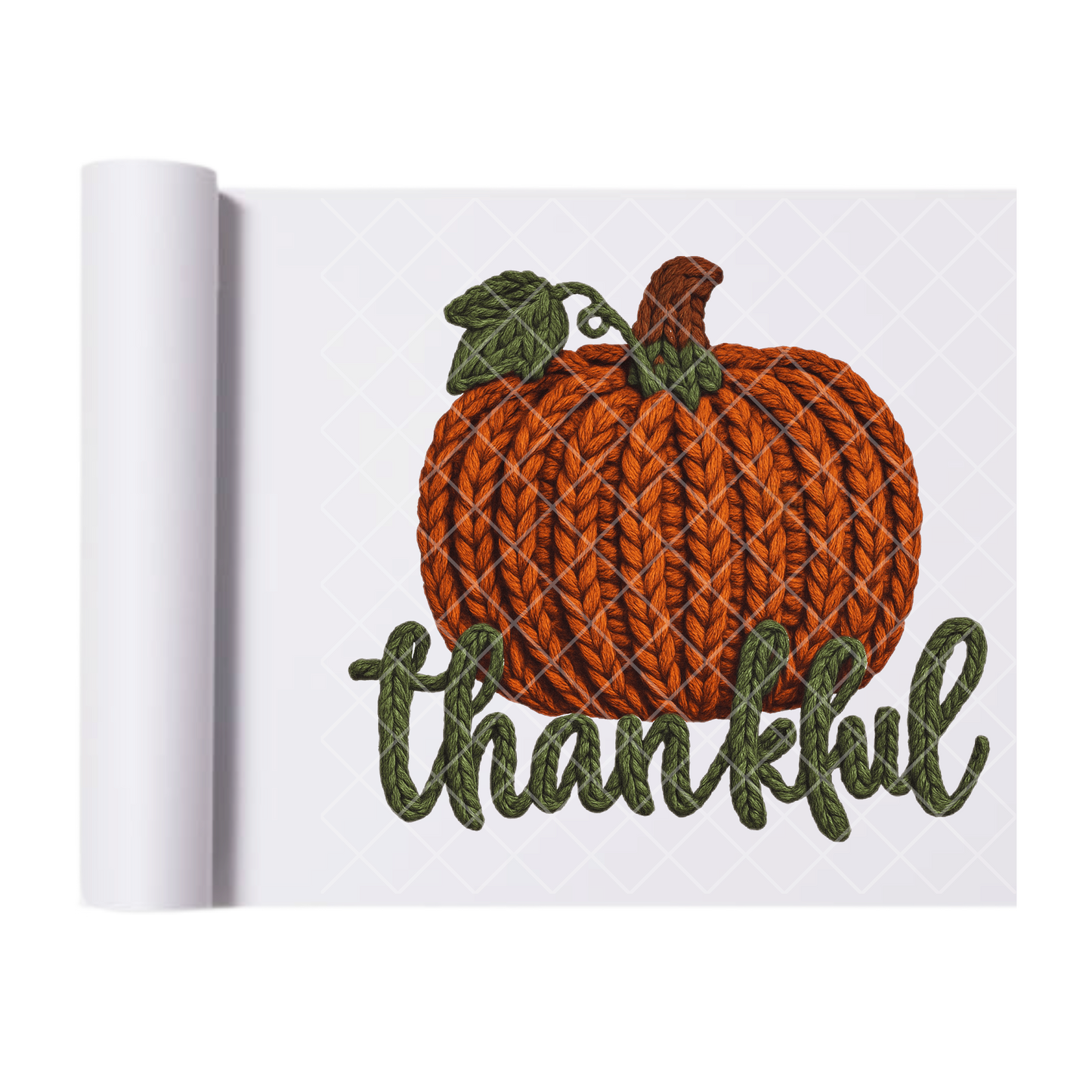Thanksgiving Pumpkin Faux Crochet - Ready To Press Print Transfer for Apparel, Cotton, Polyester & Blends - High-Quality Print- Commercial Grade