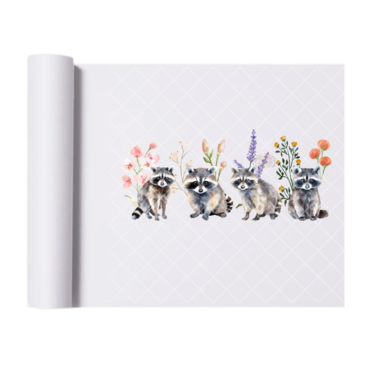 Wildflower Racoons - Direct Print Film Transfer for Trendy T-Shirts, Cotton, Polyester & Blends - High-Quality Print