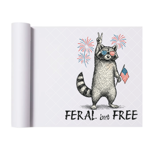 Raccoon And Free Merica Shades - Direct Print Film Transfer for Trendy T-Shirts, Cotton, Polyester & Blends - High-Quality Print