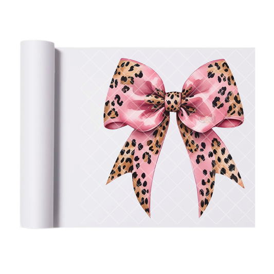 Cheetah Pink Bow - Direct Print Film Transfer for Trendy T-Shirts, Cotton, Polyester & Blends - High-Quality Print