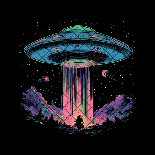 UFO comic book style graphic PNG