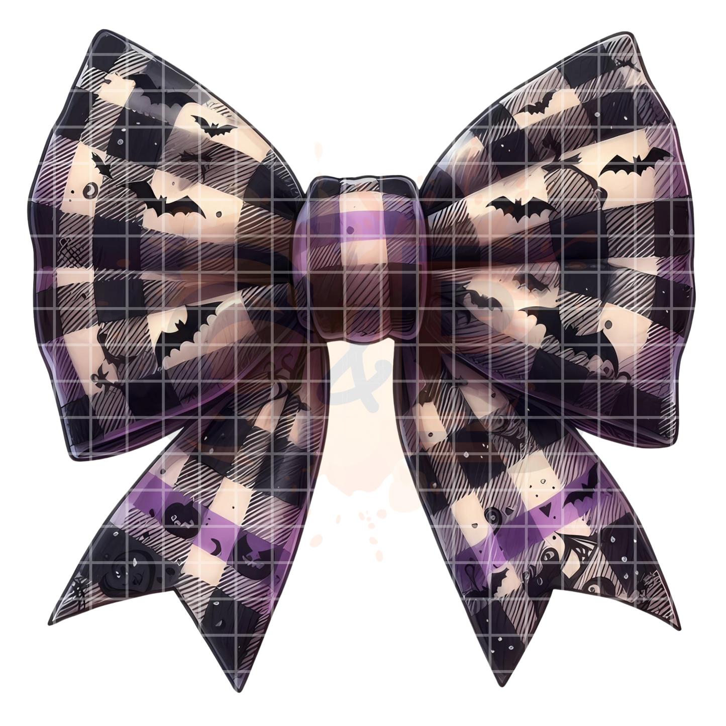 Black And Purple Halloween Bow PNG