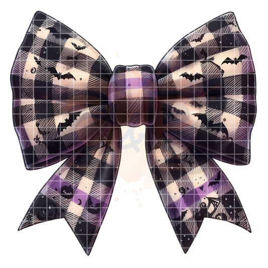 Black And Purple Halloween Bow PNG