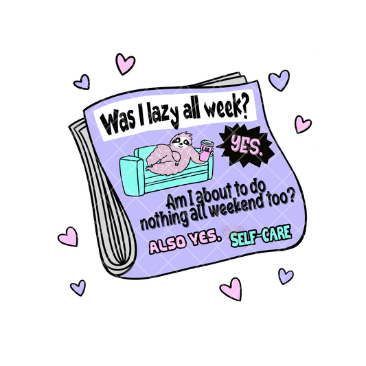 Lazy Sloth Self Care PNG