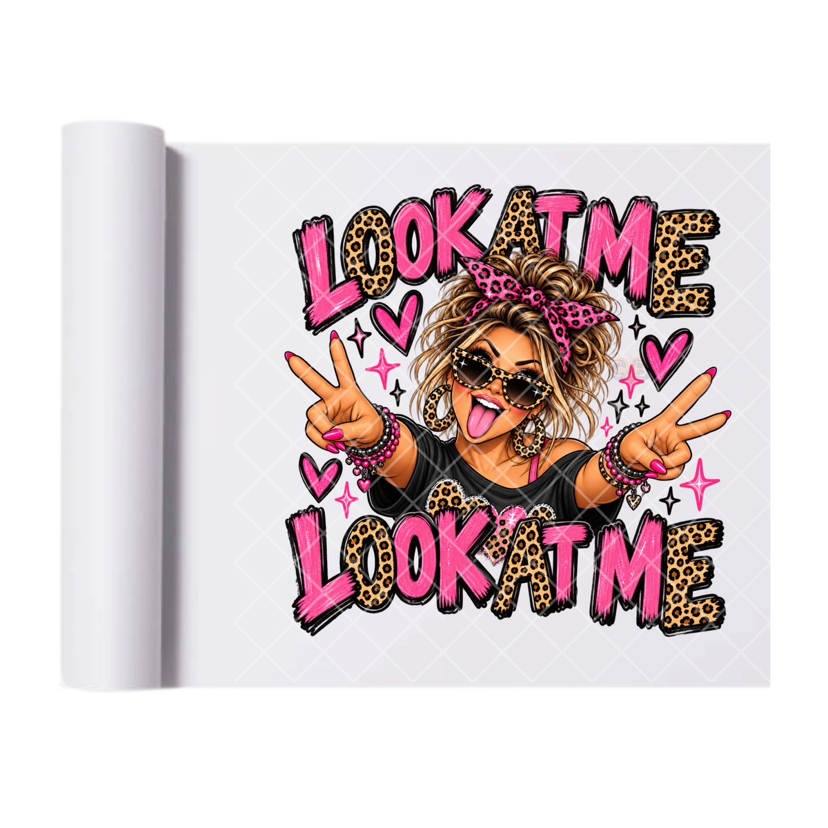 Look At Me Girl - Ready To Press Print Transfer for Apparel, Cotton, Polyester & Blends - High-Quality Print- Commercial Grade