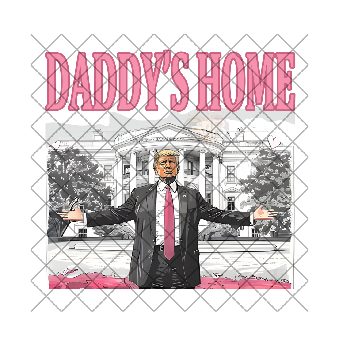 Daddy’s Home Black Suit Pink Font DTF Transfer