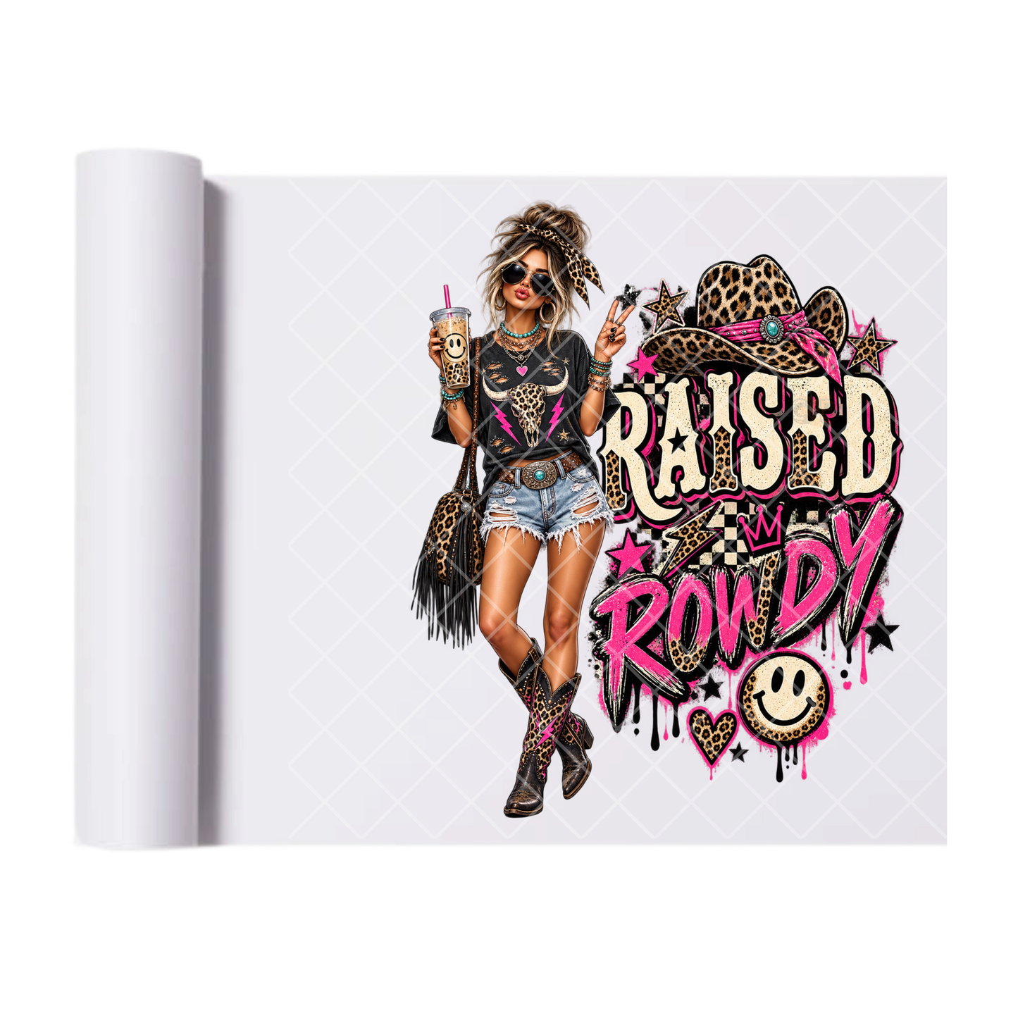 Raised Rowdy Gal - Ready To Press Print Transfer for Apparel, Cotton, Polyester & Blends - High-Quality Print- Commercial Grade