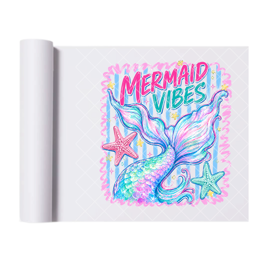 Mermaid Vibes Lines - Ready To Press Print Transfer for Apparel, Cotton, Polyester & Blends - High-Quality Print- Commercial Grade