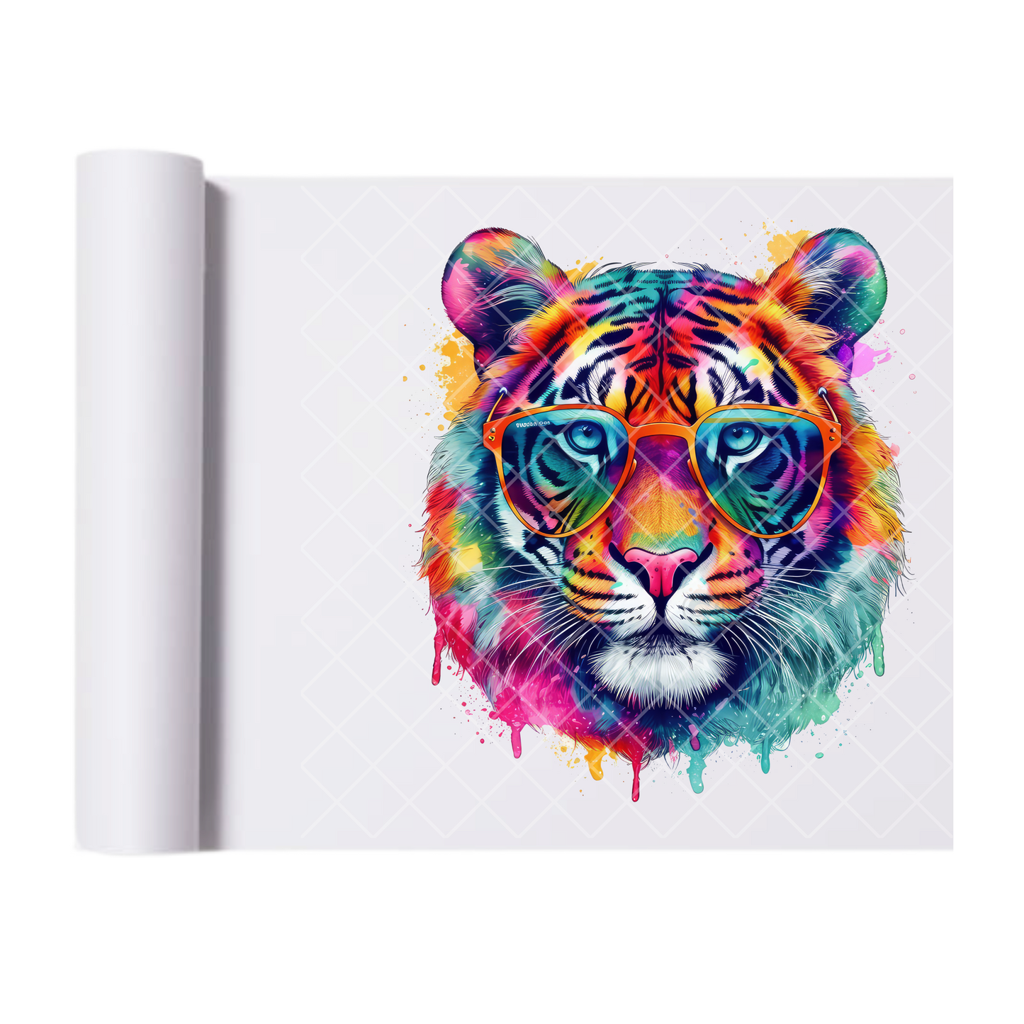 Tiger Paint Splash With Shades - Direct Print Film Transfer for Trendy T-Shirts, Cotton, Polyester & Blends - High-Quality Print