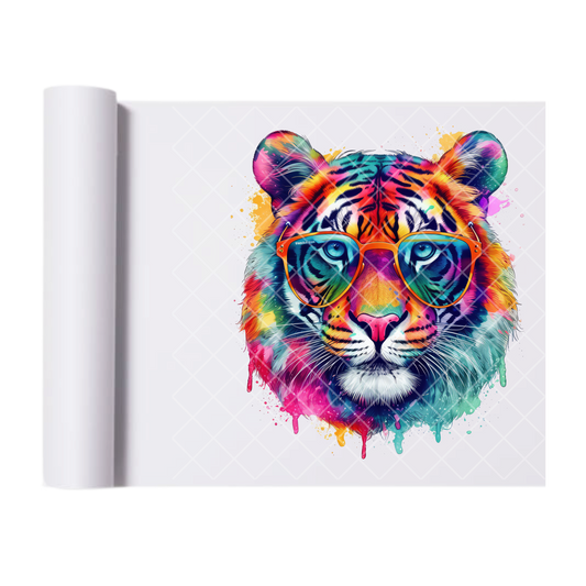 Tiger Paint Splash With Shades - Direct Print Film Transfer for Trendy T-Shirts, Cotton, Polyester & Blends - High-Quality Print