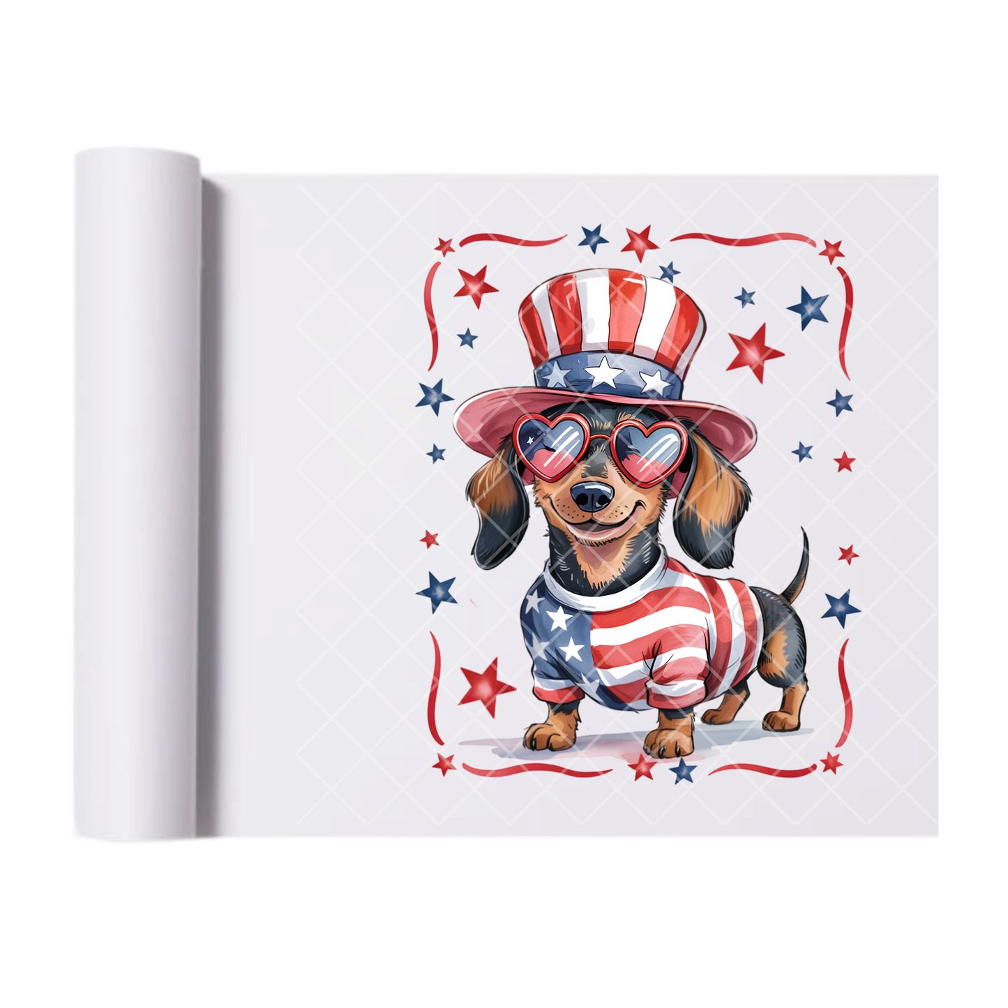 Dachshund Shades Top Hat - Direct Print Film Transfer for Trendy T-Shirts, Cotton, Polyester & Blends - High-Quality Print