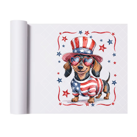 Dachshund Shades Top Hat - Direct Print Film Transfer for Trendy T-Shirts, Cotton, Polyester & Blends - High-Quality Print