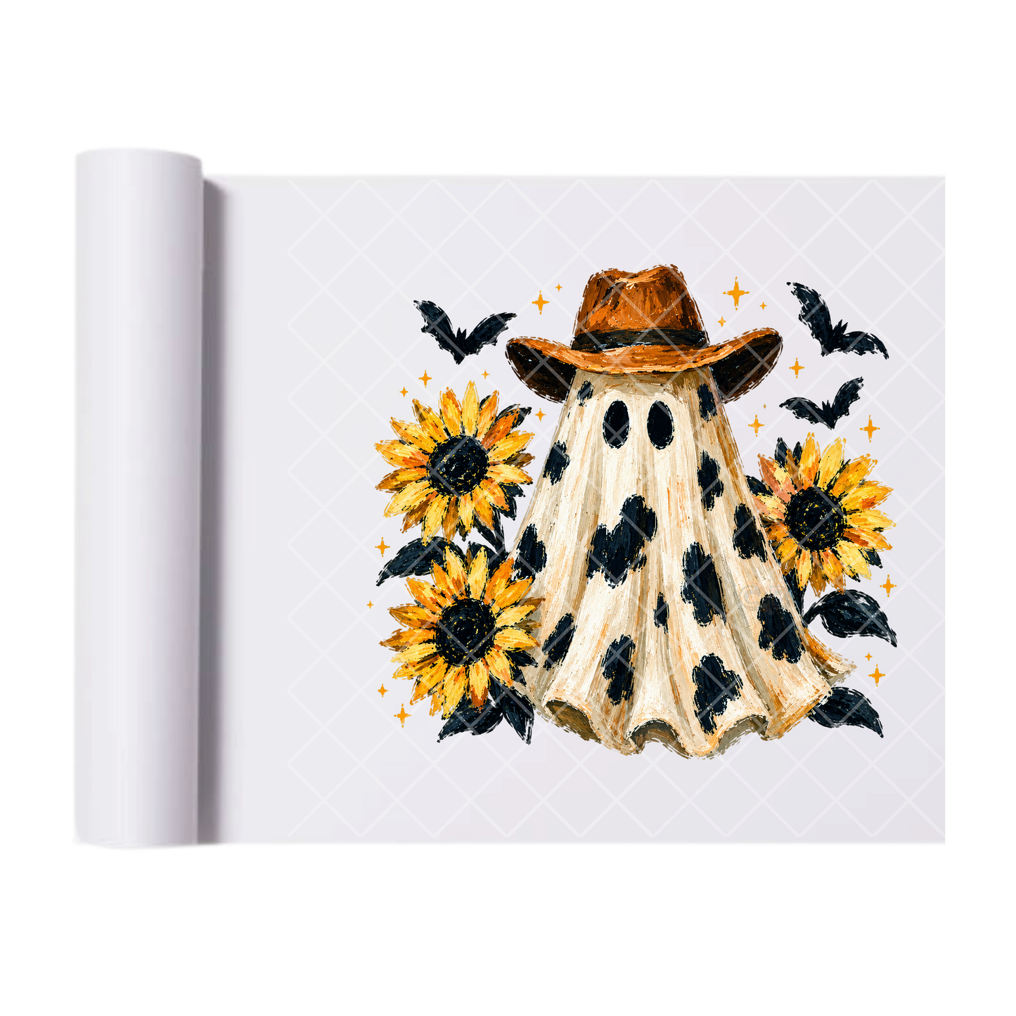 Cowboy Sunflower Ghost - Ready To Press Print Transfer for Apparel, Cotton, Polyester & Blends - High-Quality Print- Commercial Grade