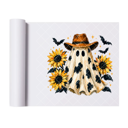Cowboy Sunflower Ghost - Ready To Press Print Transfer for Apparel, Cotton, Polyester & Blends - High-Quality Print- Commercial Grade