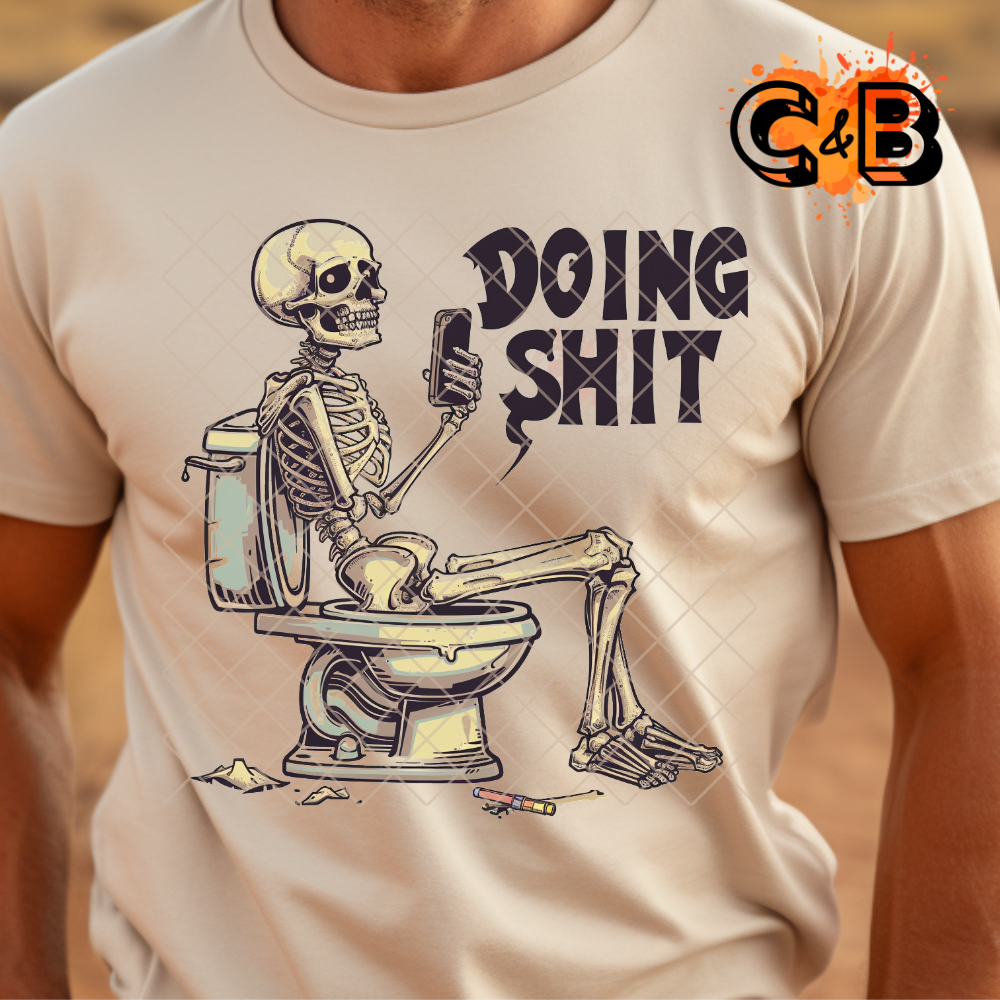 Doing ish skeleton on toilet PNG