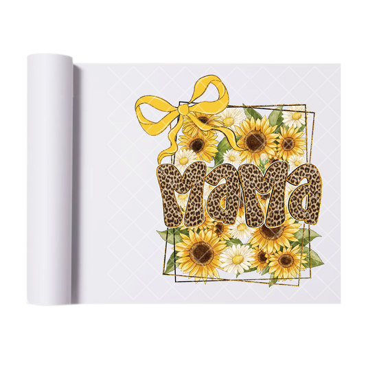 Mama Sunflower Yellow Ribbon - Direct Print Film Transfer for T-Shirts, Cotton, Polyester & Blends - High-Quality Print