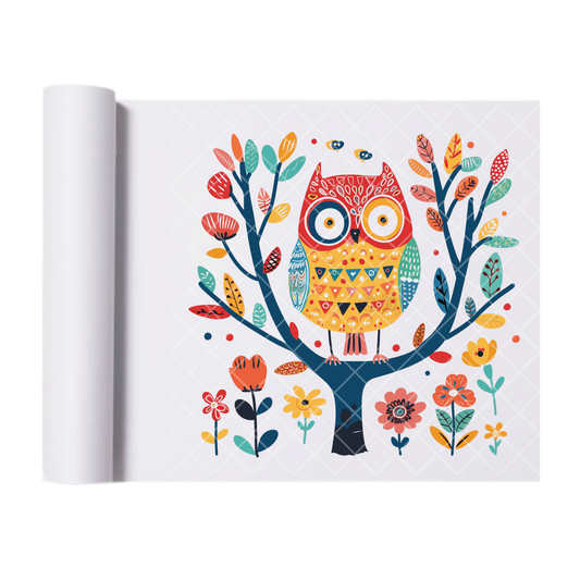 Pattern Owl Blend - Direct Print Film Transfer for Trendy T-Shirts, Cotton, Polyester & Blends - High-Quality Print