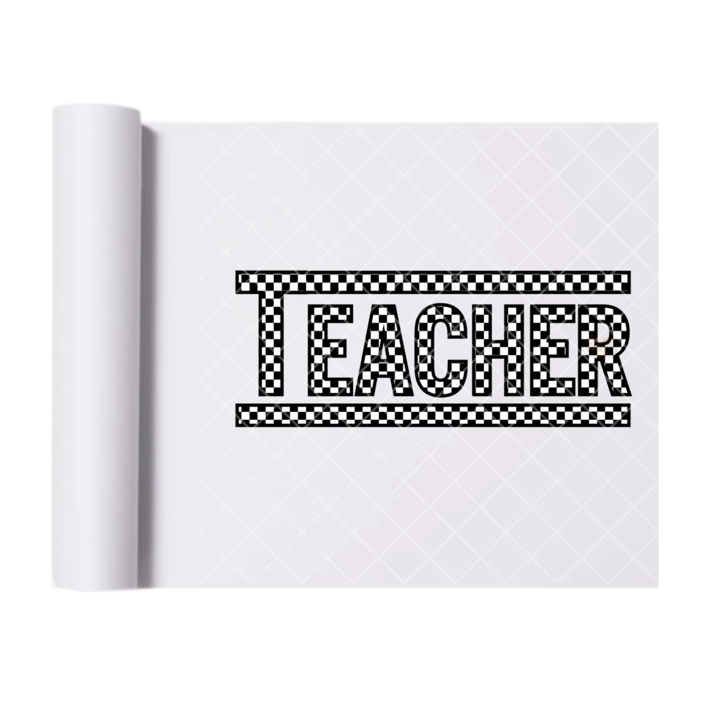 Teacher Retro Checkered - Direct Print Film Transfer for T-Shirts, Cotton, Polyester & Blends - High-Quality Print