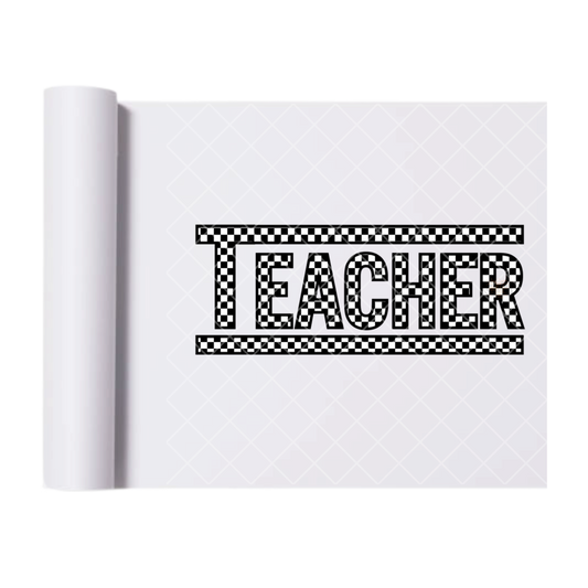 Teacher Retro Checkered - Direct Print Film Transfer for T-Shirts, Cotton, Polyester & Blends - High-Quality Print