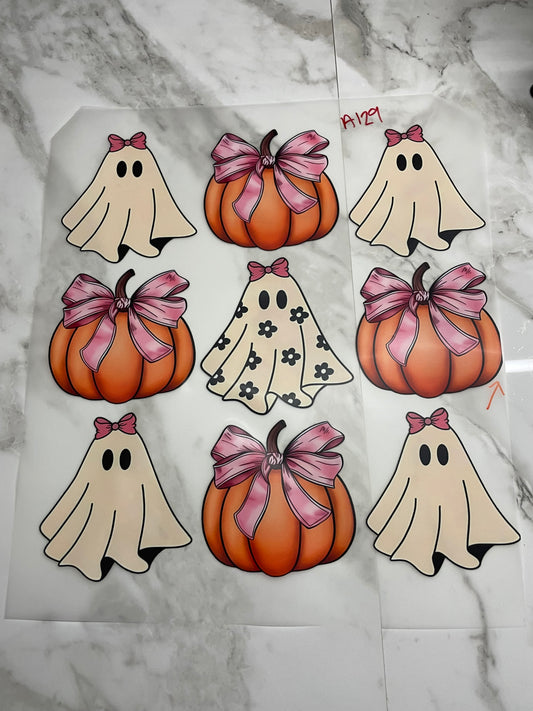 Ghost and pumpkins #A129 Discount Print