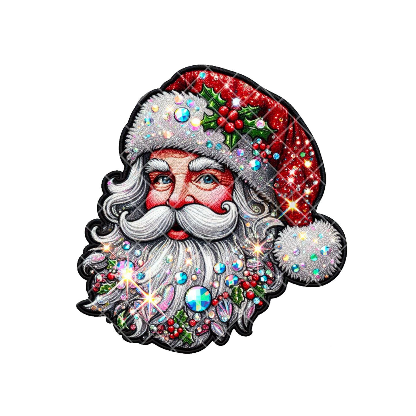 Bejeweled Santa Face PNG