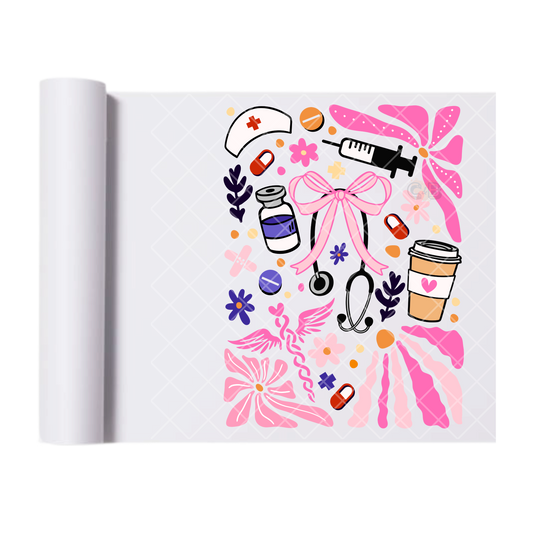 Bowtiful Nurse Life - Direct Print Film Transfer for T-Shirts, Cotton, Polyester & Blends - High-Quality Print