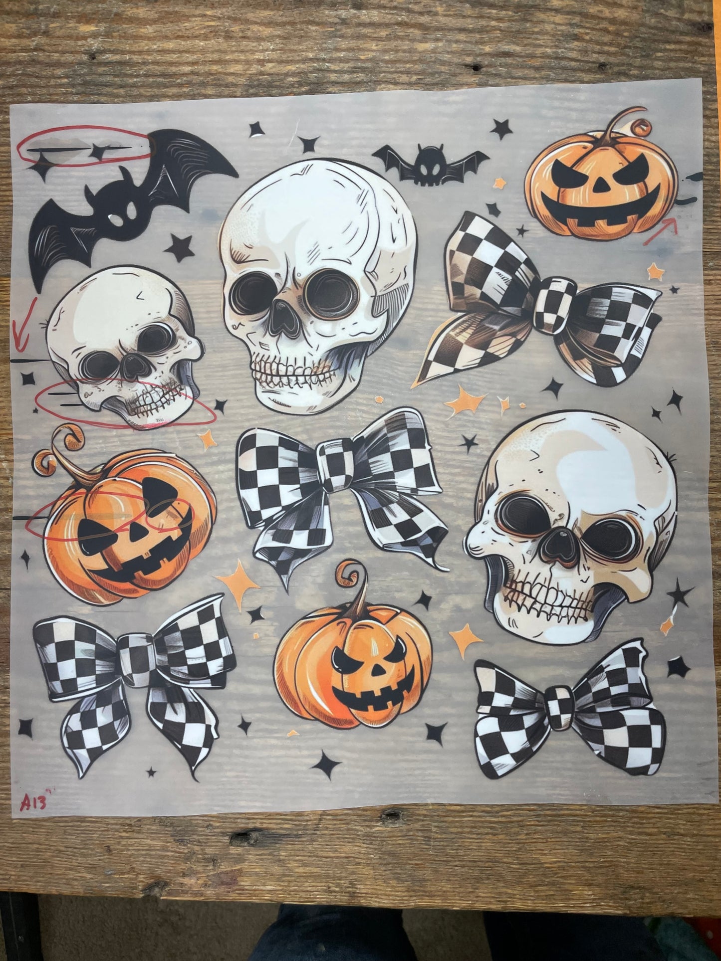 Pumpkins skulls bats and bows #A13 Discount Print