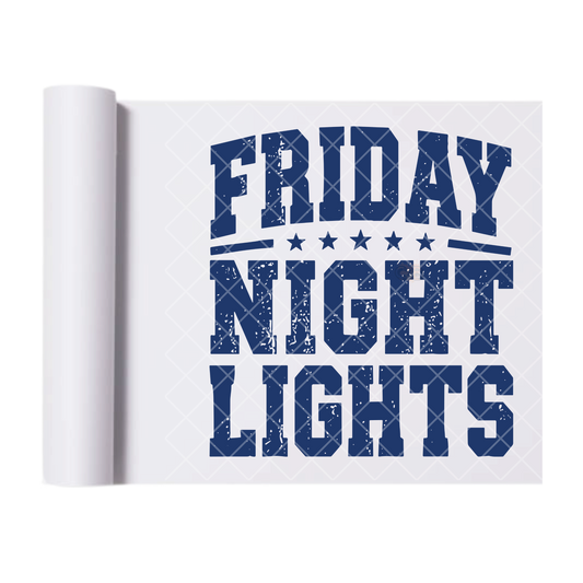 Friday Night Lights Blue Distressed - Direct Print Film Transfer for T-Shirts, Cotton, Polyester & Blends - High-Quality Print