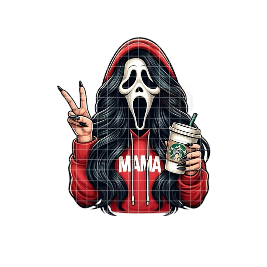 Ghostface MAMA Black Hair Red Hoodie PNG