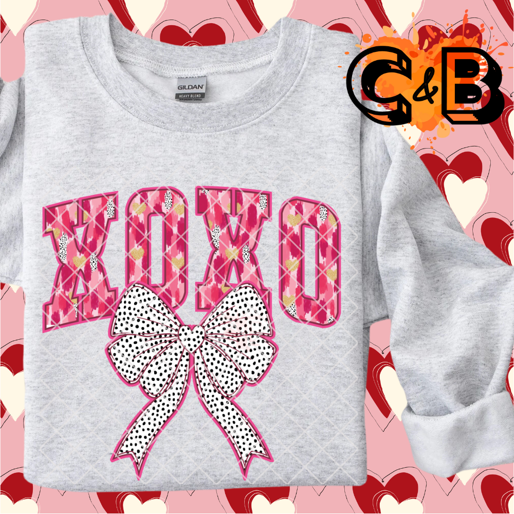 XOXO with dotted bow PNG